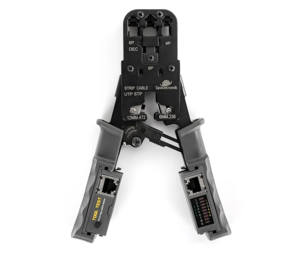 Spacetronik Zaciskarka RJ45/RJ12/RJ11 z testerem LAN - 1259556 - zdjęcie 2